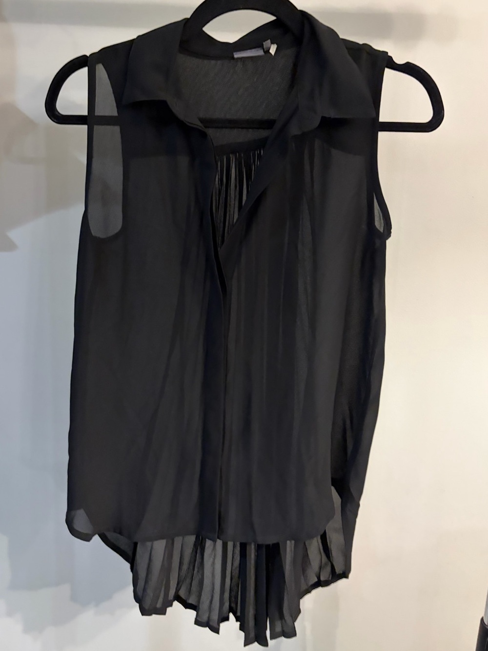 Sparkle & Fade Black Sleeveless Sheer Layered Blouse high low size small